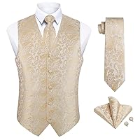 Enlision Suit Vest for Men Formal Paisley Mens Vests Dress Tie and Pocket Square Cufflinks Set Waistcoat Wedding Business