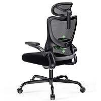 Marsail Ergonomic Office Chair with Headrest Mesh Office Computer Desk Chair with Adjustable Lumbar Support Rolling Work Swivel Task Chairs with Wheel 3D Armrests