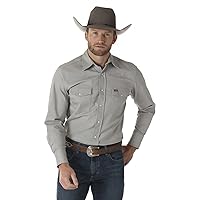 Wrangler Mens Premium Performance Advanced Comfort Cowboy Cut Long Sleeve Spread Collar Solid Shirt