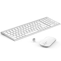 seenda Rechargeable Wireless Keyboard Mouse, Ultra Thin Low Profile Wireless Keyboard and Mouse with Number Pad for WindowsXP/7/8/10/11/11 Pro, Silver White
