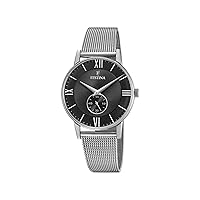 Festina Retro Men's Black Watch F20568/4, Silver, Bracelet