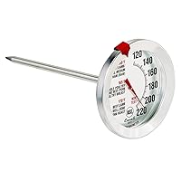 AH1 Stainless Steel Oven Safe Meat Thermometer, Extra Large 2.5-inches Dial, Temperature Labeled for Beef, Poultry, Pork, and Veal Silver NSF Certified