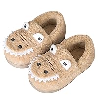 Boys Girls Warm Dinosaur House Slippers Toddler Kids Fuzzy Indoor Bedroom Shoes