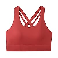Womens Strappy Sports Bra High Support Criss Cross Back Fitness Underwear Workout Running Yoga Bra Smoothing Tank Top
