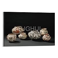 TUGHUI Vintage African Pottery Southwest Porcelain African Pottery Pot Poster2 Canvas Painting Posters And Prints Wall Art Pictures for Living Room Bedroom Decor 24x36inch(60x90cm) Frame-style