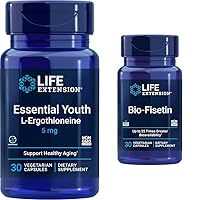 Life Extension Essential Youth L-Ergothioneine and Bio-Fisetin Cellular Health Capsules, 30 Count Each