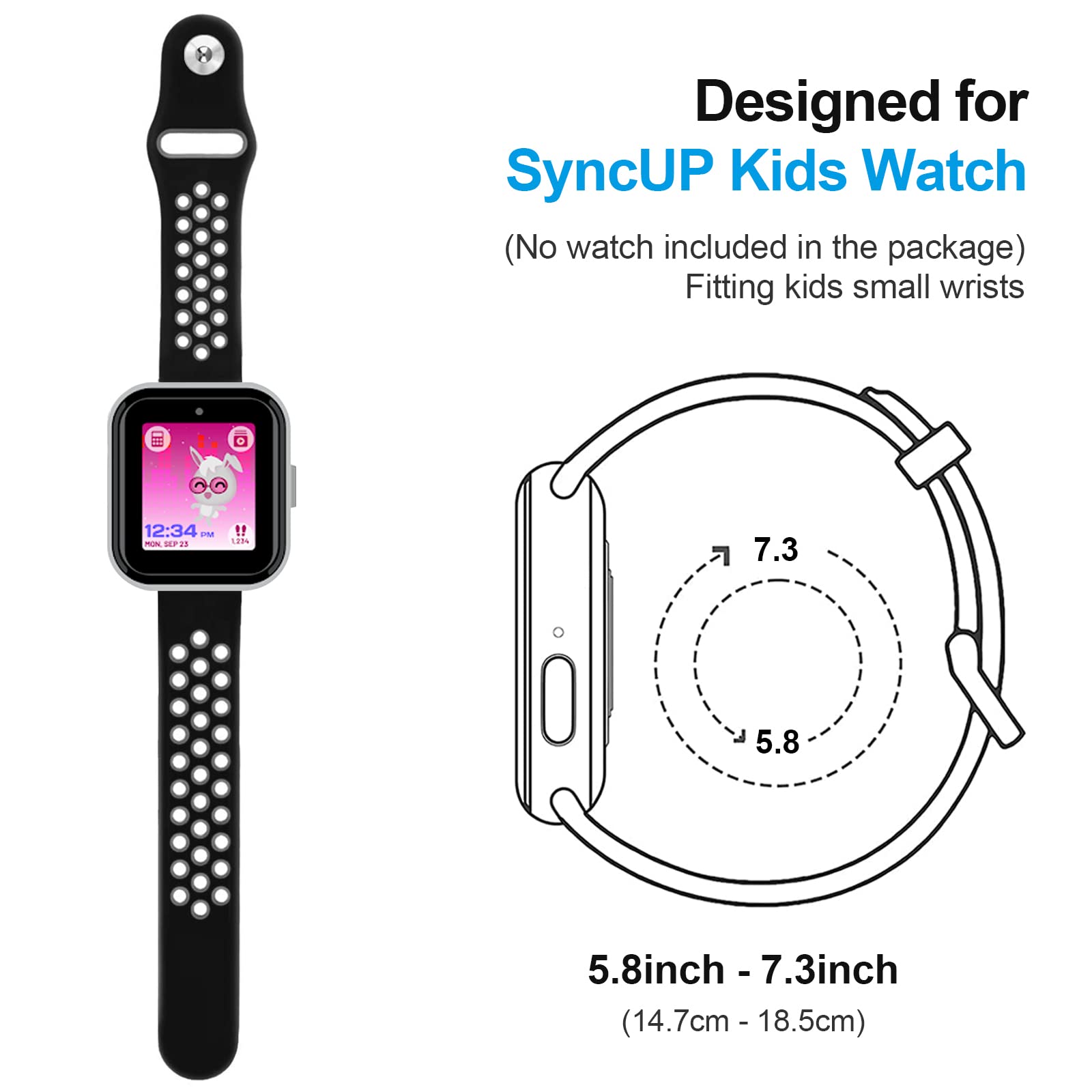 NewJourney 2 Pack SyncUP Kids Watch Band Replacement, Breathable Soft Silicone Sport Wrist Strap Compatible with T-Mobile SyncUP Kids Watch for Boys Girls