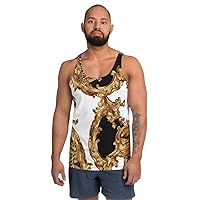 Unisex Tank Top Shirt Tee Men Women Streetwear White Animal Baroque Gold