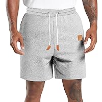 Mens Casual Sports Shorts Drawstring Elastic Waist Solid Color Gym Running Shorts with Pocket Loose Comfy Workout Shorts