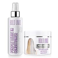 BOLD UNIQ Purple Hair Mask For Blonde, Platinum, Bleached, Silver, Gray, Ash & Brassy Hair & Purple Leave-in Conditioner - Remove Yellow Tones, Reduce Brassiness and Condition Dry, Damaged Hair