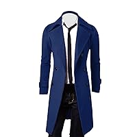 Men's Double-Breasted Jacket Men's Self-Cultivation Solid Color Autumn Jacket Long Trench Coat