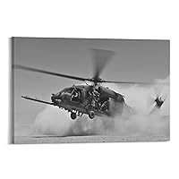 HH-60 Pave Hawk Military Helicopter Retro US Military Helicopter Black And White Photography Picture Canvas Wall Art Prints for Wall Decor Room Decor Bedroom Decor Gifts 24x36inch(60x90cm) Frame-sty