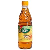 Dabur Kachi Ghani Mustard Oil - Oil for Skin and Hair Care, Cold-Pressed Oil Body Massage, Therapeutic-Grade Mustard Oil, Natural Oil from Mustard Seeds, Unrefined Mustard Oil (500 ml)