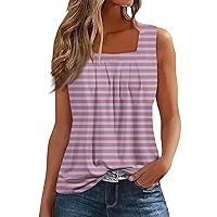 Women's Lingerie Camisoles & Tanks, Basic Tank Tops for Women Square Neck Top Layering Summer Women Tops Casual Loose Fit Sleeveless Tee Scoop Neck Hollow Out Tank Top Womens (4-Pink,XL)