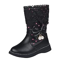 Girls Lace up Boots Size 2 Girls High Top Shoes Fashion Flowers Plus Velvet Warm Boots Non Slip Size 5 Girl Boots