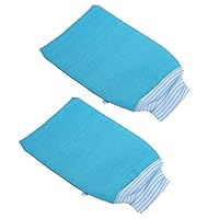 2 PACK Exfoliating Body Scrub Bath Towel Mitt | Large Shower Gloves Mitten | Remove Dead Skin | Double Sided Available | Men Women | Blue