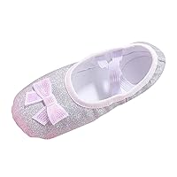 Girls Ballet Shoes Glitter 𝐅lats Dance Shoes Indoor Performance Bow No-Tie Yoga Dance Shoes Soft Gymnastics
