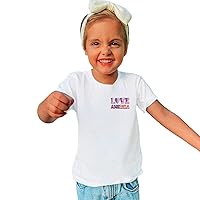 Boys Dress Shirt Tie Girls Short Sleeve Independence Day Letter Prints T Shirt Tops Top Tee
