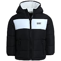 DKNY Baby Boys Winter Jacket – Quilted Fleece Lined Puffer Parka Coat – Heavyweight Winter Coat for Infants/Toddlers (12M-4T)