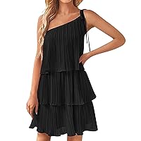 Sundresses for Women 2024 Summer Vacation Strapless Strappy Multi Layered Cake Skirt Mid Length Dress