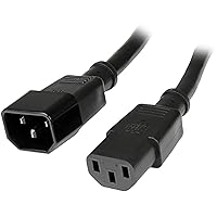 StarTech.com 2ft (0.6m) Power Extension Cord, C14 to C13, 10A 125V, 18AWG, Computer Power Cord Extension, IEC-320-C14 to IEC-320-C13 AC Power Cable Extension for Power Supply, UL Listed (PXT1002)