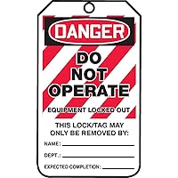 Accuform Lockout Tags, Pack of 5, Danger Do Not Operate Equipment Locked Out, US Made OSHA Compliant Tags, Temperature & Water Resistant RP-Plastic, 5.75