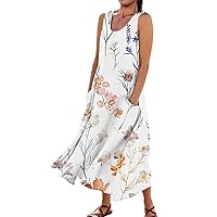 Spring Dresses for Women Dress Summer Boho Casual Fashion Sleeveless Dress for Holiday Large Size