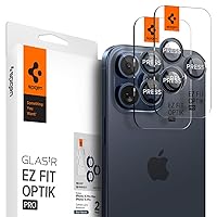 Spigen Camera Lens Screen Protector [GlasTR EZ Fit Optik Pro] Designed for iPhone 15 Pro Max/iPhone 15 Pro [Case Friendly] - Blue Titanium [2 Pack]