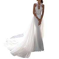 Women's Overskirt Bridal Gown Mermaid Long Wedding Dresses