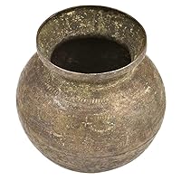 IndianShelf Vocalforlocal Handmade Vintage Brass Rustic Tribal Water Storage Pot Pack of 1 Indian Kitchen Utensils