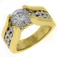 18k Yellow Gold 2.73 Carats Round Tension Set Diamond Engagement Ring