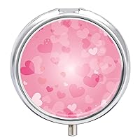 Pill Box Pink Heart Round Medicine Tablet Case Portable Pillbox Vitamin Container Organizer Pills Holder with 3 Compartments