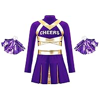 MSemis Girls Classic Cheerleading Team Uniform Youth Shell Top Vest Mini Pleated Skirts Socks School Uniform
