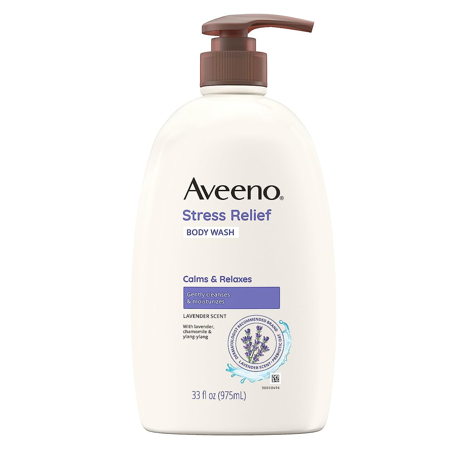 Aveeno Stress Relief Body Wash with Soothing Oat Lavender Chamomile & Ylang-Ylang Essential Oils Hypoallergenic Dye-Free & Soap-Free Calming Body Wash gentle on Sensitive Skin 33 fl. oz(Pack of 1)
