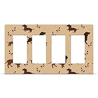Hunting Dog Dachshund Leaves Flowers PC Light Switch Cover Receptacle Switch Panel Outlet Wall Plate Decor Face Four Holes