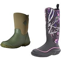 Muckster ll Mid-Height Women's Rubber Garden Boots, Green w/Floral Print Lining, 8 B US & s Hale Multi-Season Women's Rubber Boot, Black/Muddy Girl Camo, 8 M US