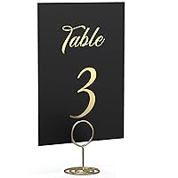 Black Table Numbers 1-30 with Golden Letters and 30 Gold Table Number Holders