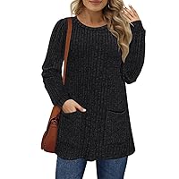 RITERA Plus Size Tops For Women Lightweight Sweater Round Neck Long Sleeve Shirts Tunic Fall Blouse