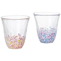 Aderia Tsugaru Vidro Glasses, Pink, Blue, Sakura Sakura Glasses, Pair Set, Gift Box, Made in Japan (Juice Cup)