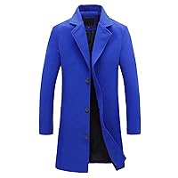 Winter Wool Jackets for Men Slim Fit Notch Collar Single Brested Trench Coat Casual Business Warm Pea Coats