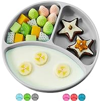 Silicone Suction Plates for Babies, Stick to High Chair Trays and Table, Divided Baby Dishes, Perfect Kids Plates, BPA Free