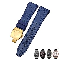 For Franck Muller Watch Band 28mm Cowhide Silicone Watch Strap Nylon Rubber Folding Buckle Watch Bands For Men Bracelet (Color : 10mm Gold Clasp, Size : 28mm)