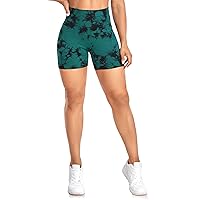 Yaavii Tie Dye Booty Biker Shorts Seamless Workout Shorts for Women, High Waist Tummy Control Butt Lift Gym Running Shorts