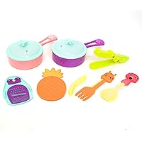 Boley Zoo Troop: Cooking Utensils - 10pc Animal Themed Kitchen Playset, Pots/Lids, Fork, Spoon, Tongs, Grater, Cutting Board & Knife, Toy Set, Kids Ages 2+