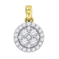 10k Gold Two tone CZ Cubic Zirconia Simulated Diamond Womens Round Height 12.3mm X Width 8.1mm Charm Pendant Necklace Jewelry for Women