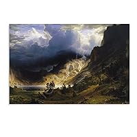 TOYOCC A Storm in The Rocky Mountains in Albert Bierstadt Decorative Minimalist Art Poster Canvas Painting Wall Art Poster for Bedroom Living Room Decor 36x24inch(90x60cm) Unframe-style