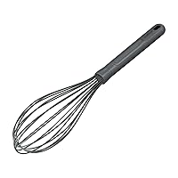 Zyliss Silicone Large Balloon Whisk, Sustainable Wheatstraw/Nylon, Balloon Whisk for Cooking and Serving with Heat Resistant Silicone Head, Beluga Grey, 12