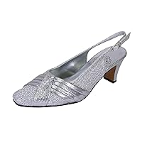 Floral Abagail Women's Wide Width Pleated Upper with Crystals Slingback Shoes