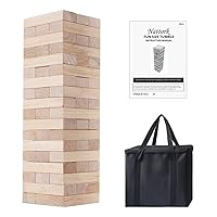 SHAREWIN Giant Tumbling Tower (Stacks to 4+ Feet), Wood Stacking Giant Blocks Game| Made from Premium Pine Wood| Ideal for Adult/Kids/Family, 54PCS