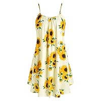 Fashion Women Short Sleeve Bow Knot Bandage Top Sunflower Print Mini Dress Suits